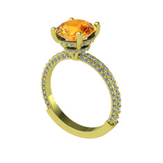 Rani Tektaş Yüzük - Sitrin ve swarovski 8 ayar altın yüzük #zoku9c