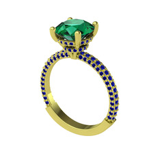 Rani Tektaş Yüzük - Yeşil kuvars ve lab safir 925 ayar altın kaplama gümüş yüzük #zpifzi