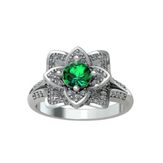 Yeşil kuvars ve beyaz zirkon 925 ayar gümüş yüzük