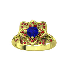 Lab safir ve garnet 14 ayar altın yüzük