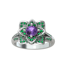 Ametist ve yeşil kuvars 925 ayar gümüş yüzük