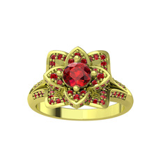 Taşlı Lotus Çiçeği Yüzük - Garnet 18 ayar altın yüzük #dzzf2h