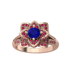 Lab safir ve rodolit garnet 14 ayar rose altın yüzük