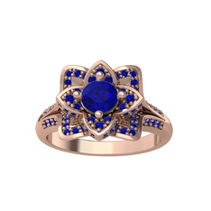 Taşlı Lotus Çiçeği Yüzük - Lab safir 14 ayar rose altın yüzük #gzb0kw