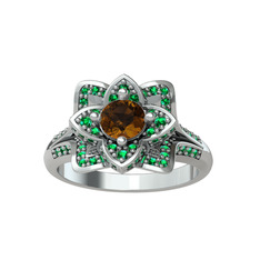 Dumanlı kuvars ve yeşil kuvars 925 ayar gümüş yüzük