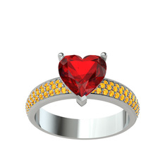 Garnet ve sitrin 925 ayar gümüş yüzük