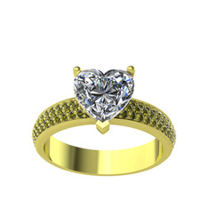 Amar Kalp Yüzük - Swarovski ve peridot 925 ayar altın kaplama gümüş yüzük #17ii3vt