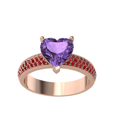 Ametist ve garnet 14 ayar rose altın yüzük