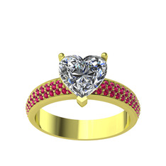 Amar Kalp Yüzük - Swarovski ve rodolit garnet 18 ayar altın yüzük #191lgrn