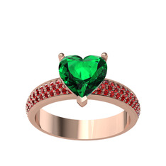 Yeşil kuvars ve garnet 14 ayar rose altın yüzük