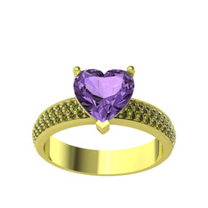 Ametist ve peridot 925 ayar altın kaplama gümüş yüzük