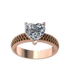 Amar Kalp Yüzük - Swarovski ve dumanlı kuvars 8 ayar rose altın yüzük #1ai0fao