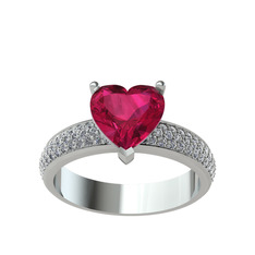 Amar Kalp Yüzük - Rodolit garnet ve pırlanta 925 ayar gümüş yüzük (0.7392 karat) #1ap5r4k