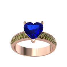 Lab safir ve peridot 18 ayar rose altın yüzük