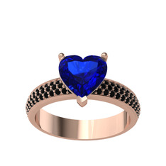 Amar Kalp Yüzük - Lab safir ve siyah zirkon 8 ayar rose altın yüzük #1c4upcl
