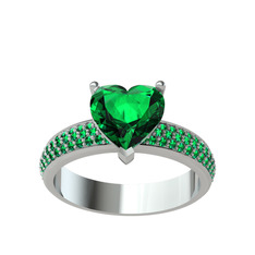 Yeşil kuvars 8 ayar beyaz altın yüzük