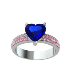 Amar Kalp Yüzük - Lab safir ve pembe kuvars 925 ayar gümüş yüzük #1jfyzl4