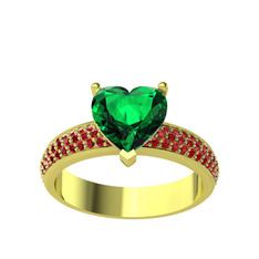 Amar Kalp Yüzük - Yeşil kuvars ve garnet 8 ayar altın yüzük #1lk25hs