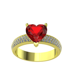 Amar Kalp Yüzük - Garnet ve pırlanta 18 ayar altın yüzük (0.7392 karat) #1p12u6i