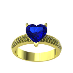 Amar Kalp Yüzük - Lab safir ve peridot 14 ayar altın yüzük #1p935mx