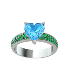 Amar Kalp Yüzük - Akuamarin ve yeşil kuvars 925 ayar gümüş yüzük #1rwk3u9
