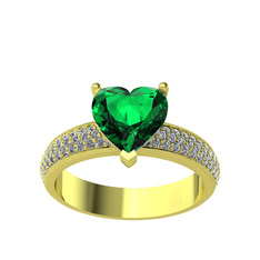 Amar Kalp Yüzük - Yeşil kuvars ve pırlanta 18 ayar altın yüzük (0.7392 karat) #1sgnero
