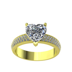 Amar Kalp Yüzük - Swarovski ve pırlanta 18 ayar altın yüzük (0.7392 karat) #1swcuxl