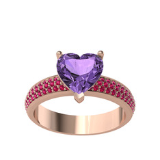 Ametist ve rodolit garnet 925 ayar rose altın kaplama gümüş yüzük