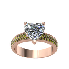 Swarovski ve peridot 18 ayar rose altın yüzük