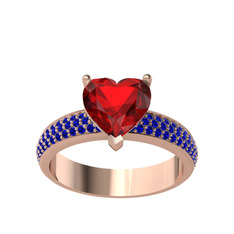 Amar Kalp Yüzük - Garnet ve lab safir 18 ayar rose altın yüzük #1visgiu