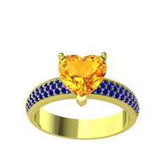 Amar Kalp Yüzük - Sitrin ve lab safir 925 ayar altın kaplama gümüş yüzük #1wcgcfn