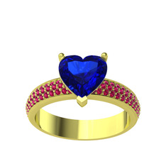 Lab safir ve rodolit garnet 18 ayar altın yüzük