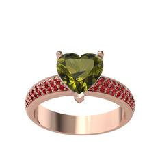 Amar Kalp Yüzük - Peridot ve garnet 14 ayar rose altın yüzük #1y1dwc5