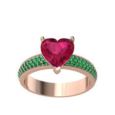 Rodolit garnet ve yeşil kuvars 8 ayar rose altın yüzük