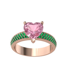 Pembe kuvars ve yeşil kuvars 8 ayar rose altın yüzük