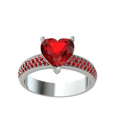 Garnet 14 ayar beyaz altın yüzük