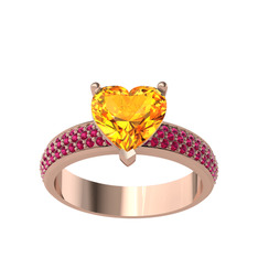 Sitrin ve rodolit garnet 18 ayar rose altın yüzük