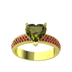 Peridot ve garnet 14 ayar altın yüzük