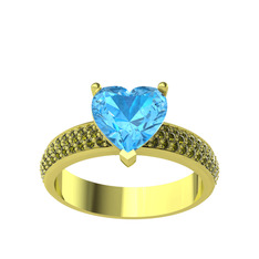 Amar Kalp Yüzük - Akuamarin ve peridot 18 ayar altın yüzük #8wlfab