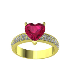 Rodolit garnet ve pırlanta 14 ayar altın yüzük (0.7392 karat)