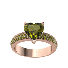 Peridot 925 ayar rose altın kaplama gümüş yüzük