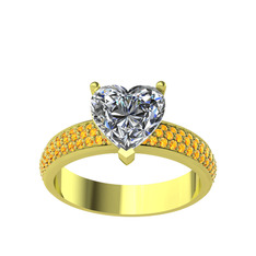 Amar Kalp Yüzük - Swarovski ve sitrin 14 ayar altın yüzük #bowulc