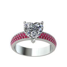 Swarovski ve rodolit garnet 8 ayar beyaz altın yüzük