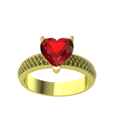 Garnet ve peridot 8 ayar altın yüzük