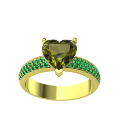 Amar Kalp Yüzük - Peridot ve yeşil kuvars 8 ayar altın yüzük #h2yktz
