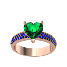 Amar Kalp Yüzük - Yeşil kuvars ve lab safir 925 ayar rose altın kaplama gümüş yüzük #i0mykz