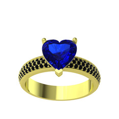 Amar Kalp Yüzük - Lab safir ve siyah zirkon 8 ayar altın yüzük #kqs53m