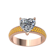Amar Kalp Yüzük - Swarovski ve sitrin 18 ayar rose altın yüzük #p1umi7