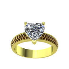 Amar Kalp Yüzük - Swarovski ve dumanlı kuvars 18 ayar altın yüzük #q6fzfz