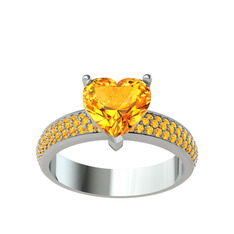 Amar Kalp Yüzük - Sitrin 8 ayar beyaz altın yüzük #rzugg2